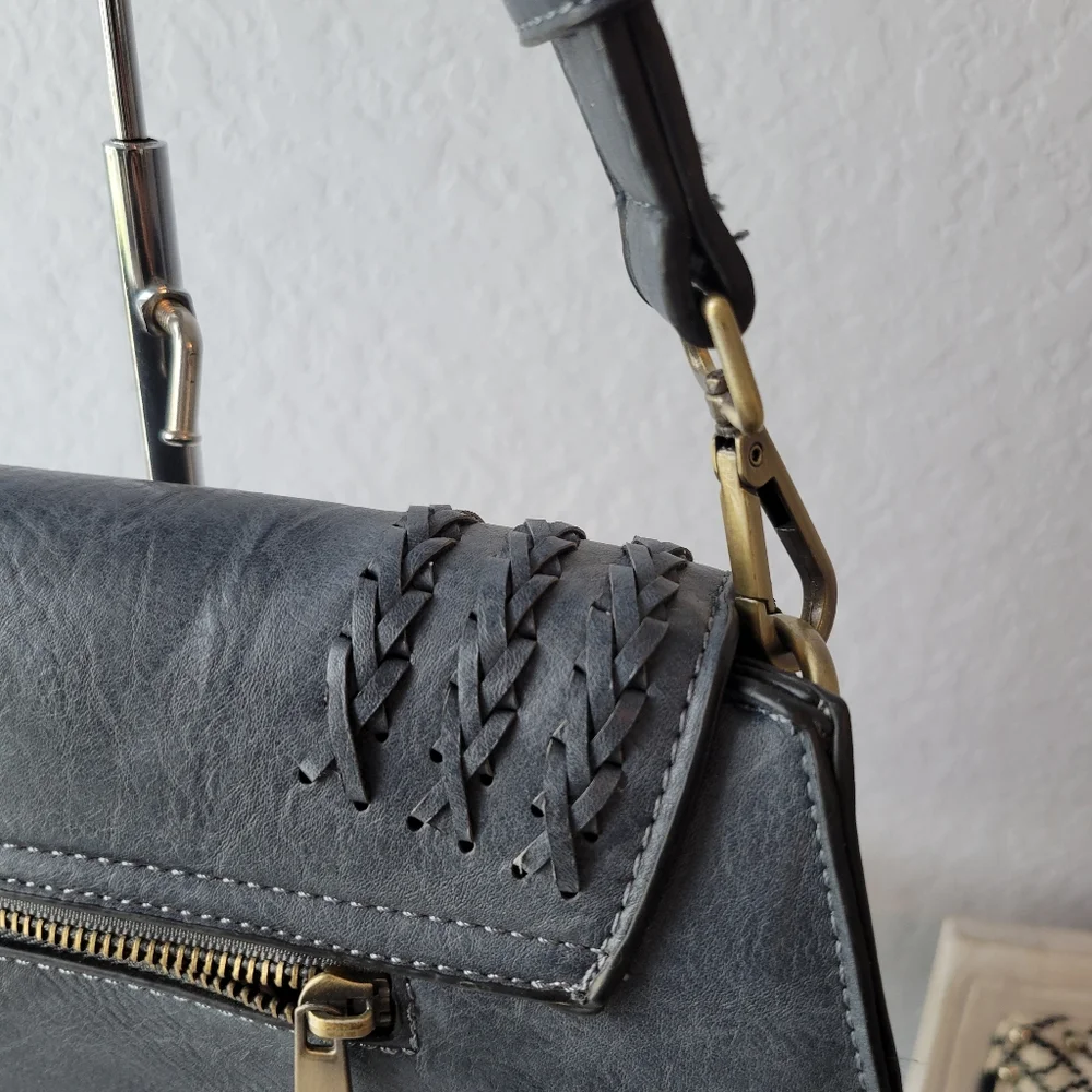 Antik Kraft Gray/ Blue Western Studded Saddle Bag Purse
